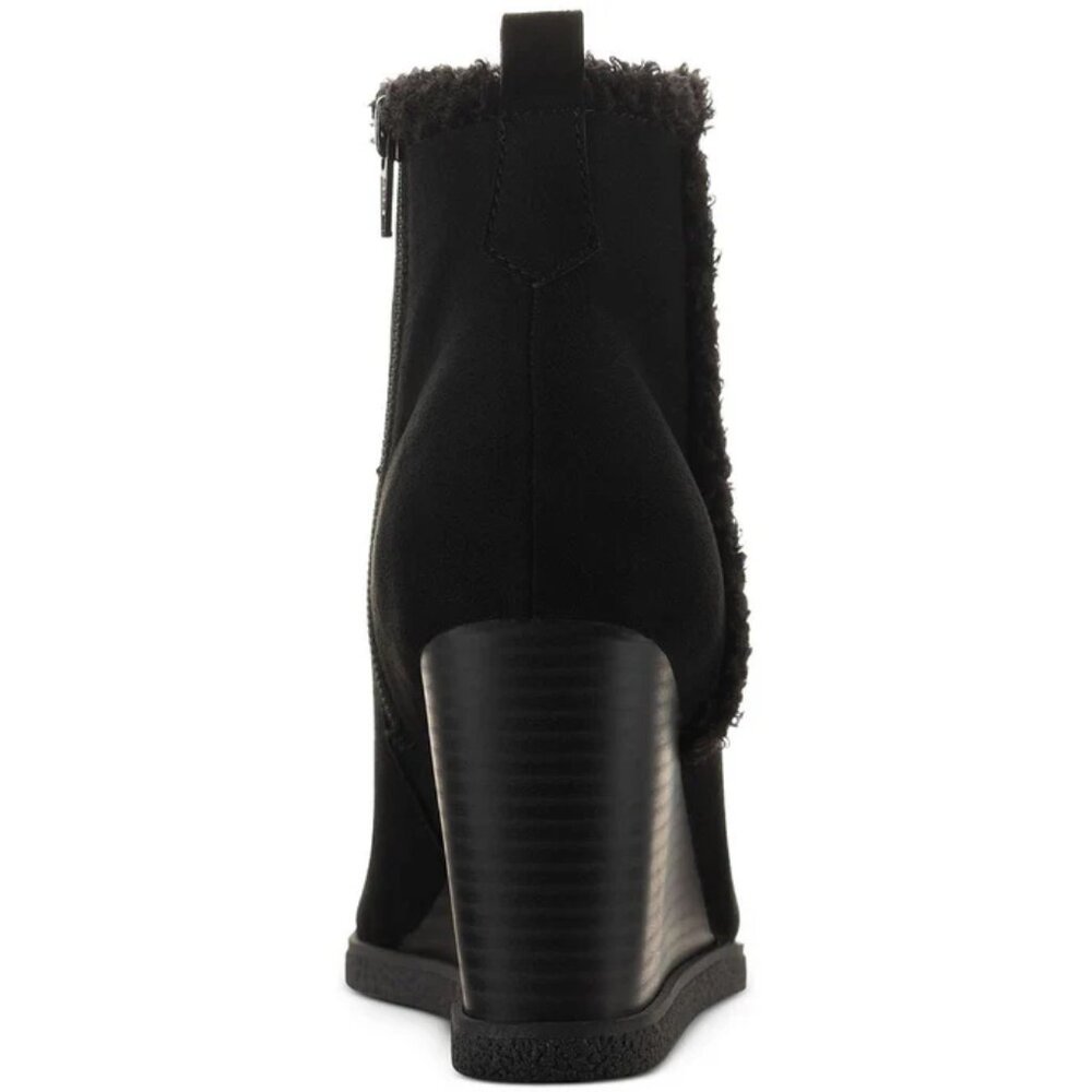 SUN + STONE Black Faux Fur Wedge Boots Size 11 Camillia Macy’s NEW $80 msrp - Picture 9 of 13